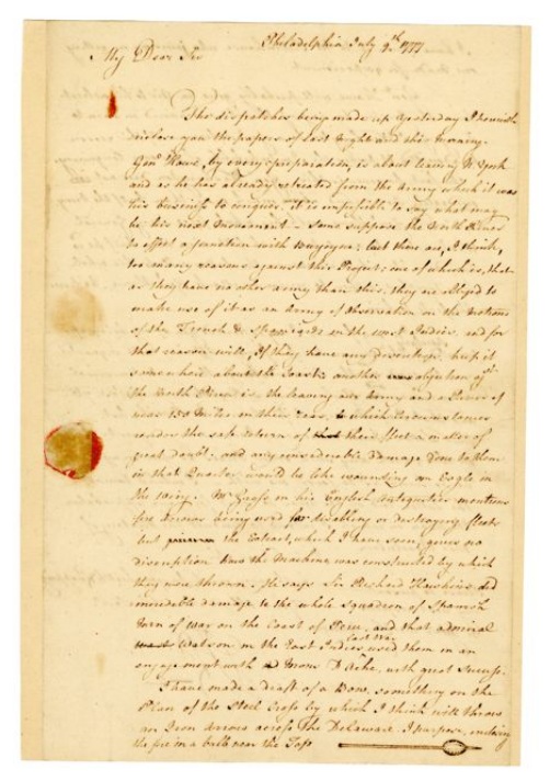 to Benjamin Franklin , 1777 July 09