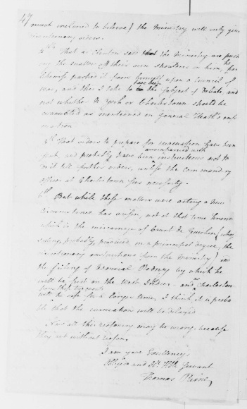 to George Washington, March 17, 1782