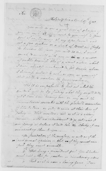 to George Washington, March 17, 1782