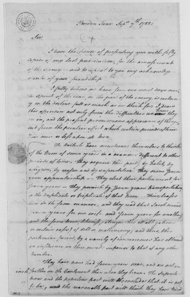 to George Washington, September 7, 1782