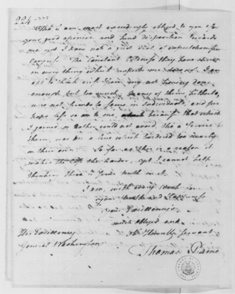 Thomas Paine to George Washington, October 2, 1783