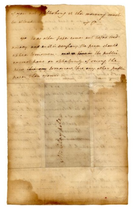 Letter from Thomas Paine to Henry Claypole part two