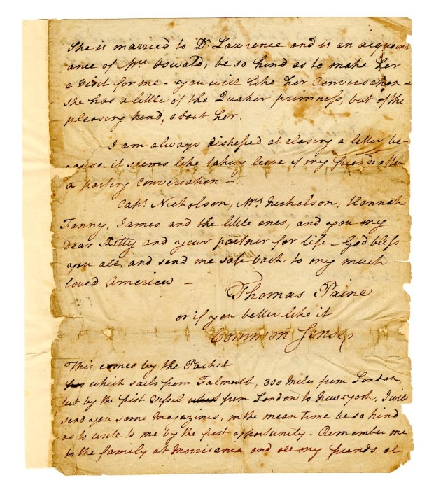 Thomas Paine to Kitty Nicholson Few