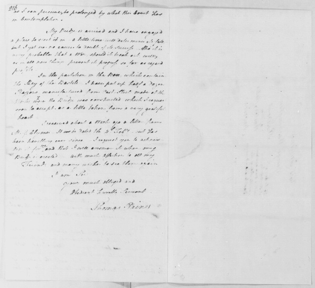 Thomas Paine to George Washington, May 31, 1790