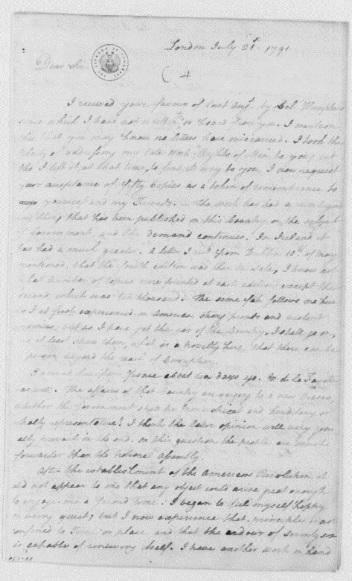 to George Washington, July 21, 1791