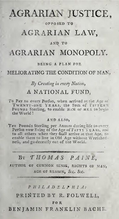 Cover page of Agrarian Justice - Internet Archive