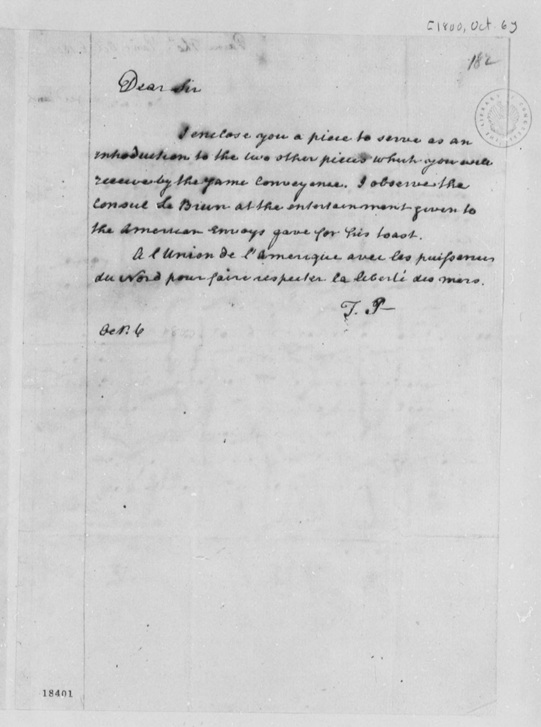 paine to jefferson 10-6-1800