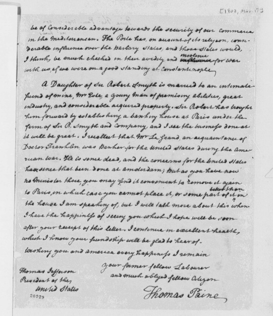 paine to jefferson 3-17-1802