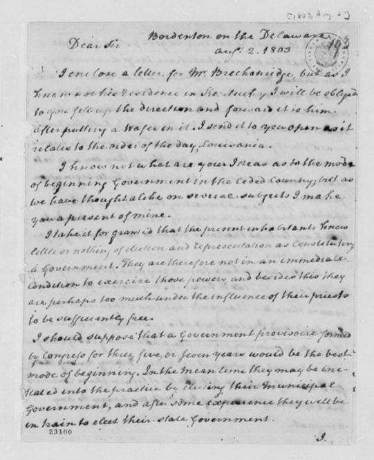 paine to jefferson 8-2-1803