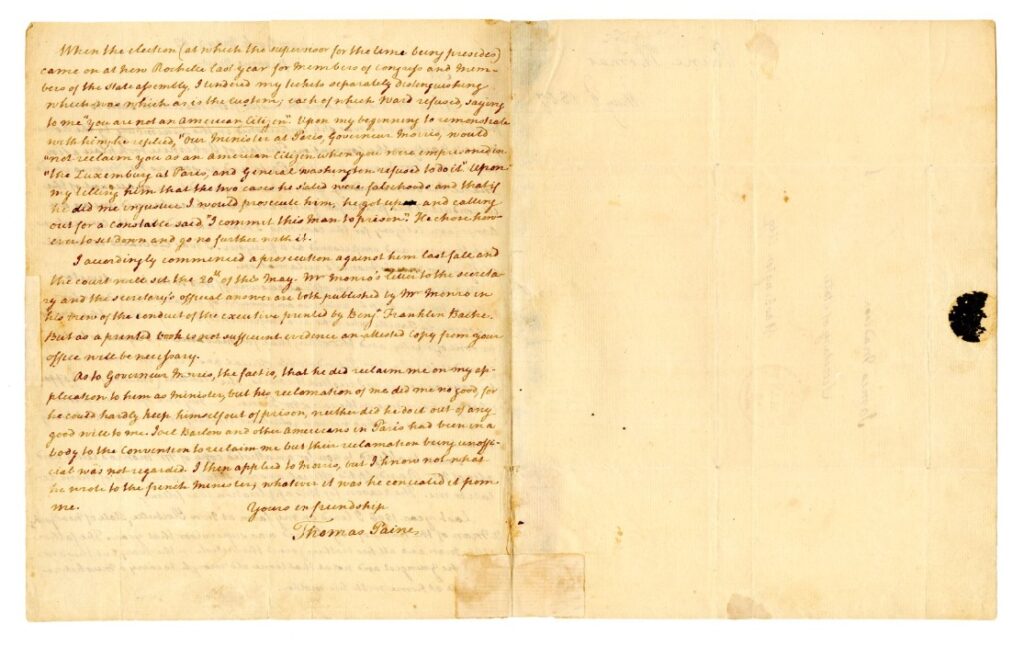 Letter from Thomas Paine to James Madison, 1807 May 3 - American Philosophical Society