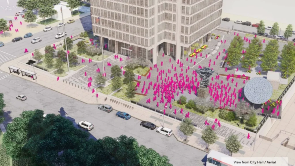 The long-planned  million redesign proposal for Center City's Thomas Paine Plaza with a tentative start date in 2025- Philadelphia Department of Public Property