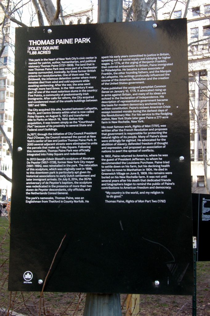 Thomas Paine Park Marker