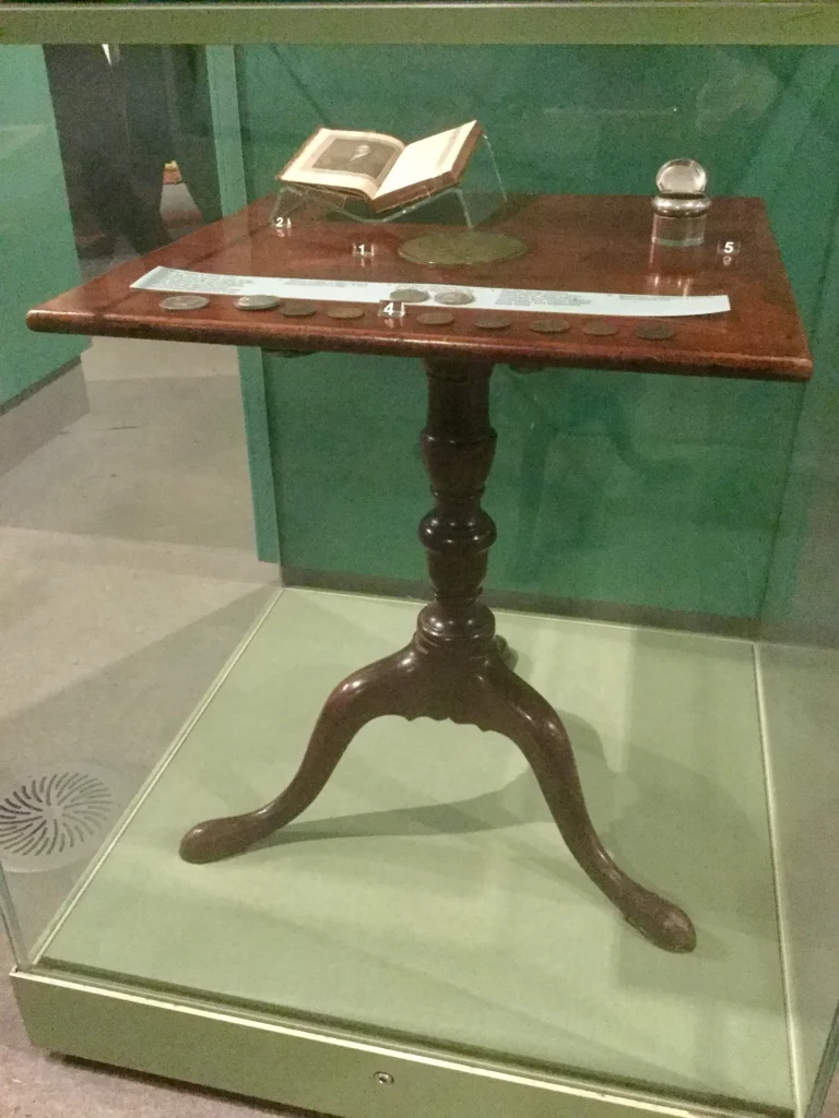 Thomas Paine’s writing table where he wrote The Rights of Man. The table belonged to Thomas Clio Rickman whom Paine stayed with in 1792 at number 7 Upper Marylebone Street, London before fleeing to France following the publication of The Rights of Man. At the collection of Thomas Paine Artifacts at the People’s History Museum, Manchester, England - Photo from 'Ordinary Philosophy'