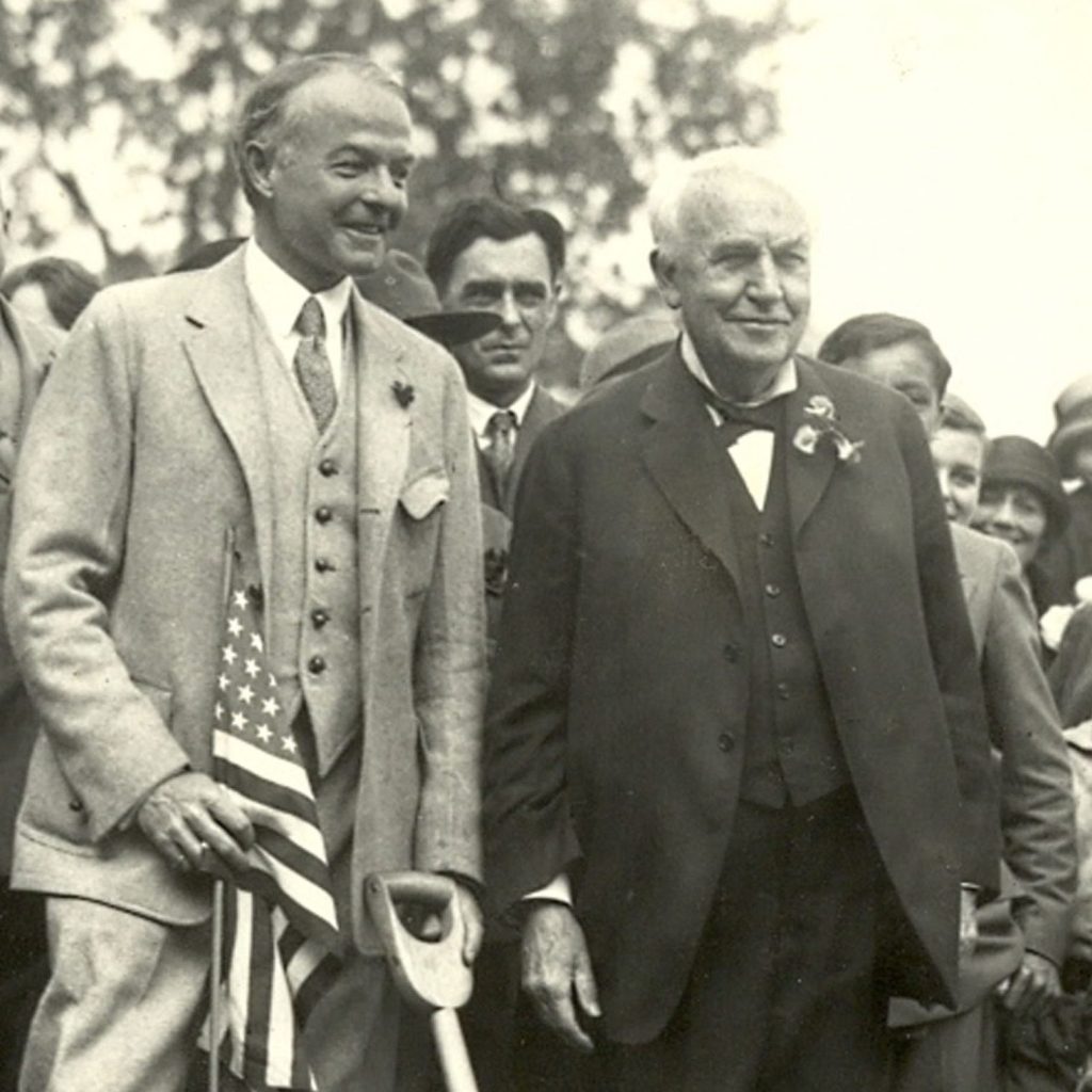 In 1925, the Association began construction of the Thomas Paine Memorial Building to serve as the headquarters and gathering place for the Association. Thomas Alva Edison wields the shovel.