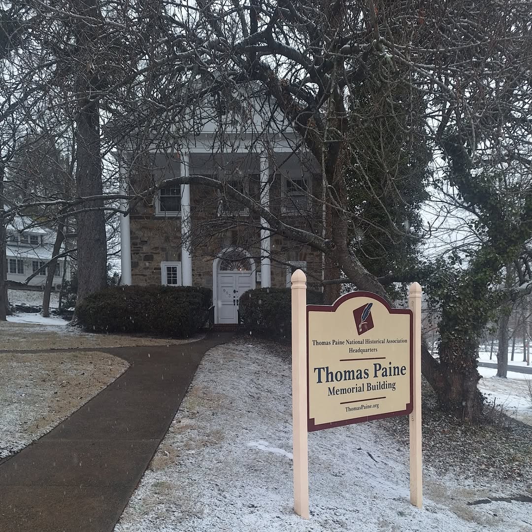 Thomas Paine Memorial Building in winter of 2024