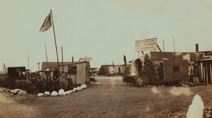 Camp Thomas Paine was a Squatters Colony, a "Hooverville" shantytown, in New York City during the Great Depression located in Riverside Park of Manhattan along the Hudson River. This camp was specifically for World War I veterans and was photographed by Percy Loomis Sperr - New York Public Library