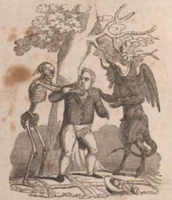 "Sketches of the life of Billy Cobb, and the death of Tommy Pain" is a 1819 engraving by George Cruikshank. A political satire, in verse, the etching shows the removal of Paine's remains to England by William Cobbett in 1819 - University of Delaware