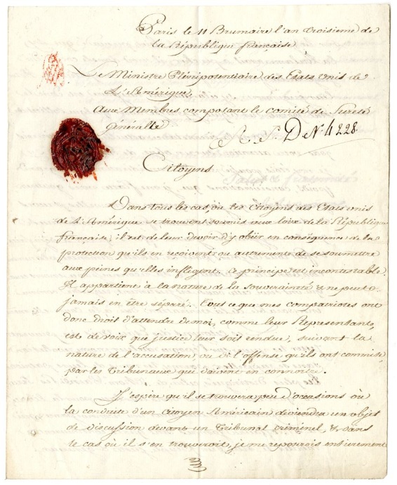The London Corresponding Society's 1794 letter to the Members of the French Revolution's Committee of Public Safety appealing to the committee to release Paine from prison