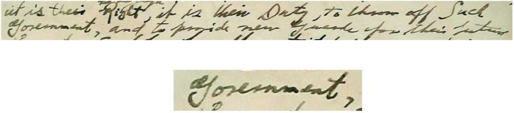 "a" preceding the word "government"