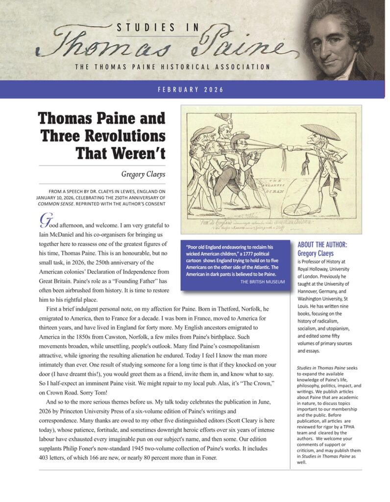 Studies in Thomas Paine, February 2026 – Thomas Paine and Three Revolutions That Weren’t