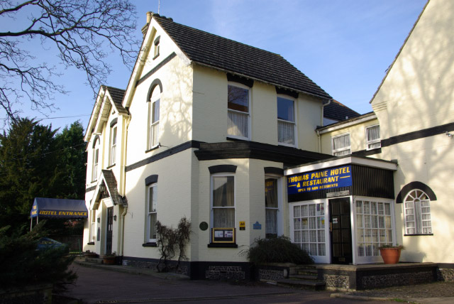 The Thomas Paine Hotel and Restaurant built on the site of Thomas Paine's birthplace in Thetford, UK - Photo by Graham Chandler