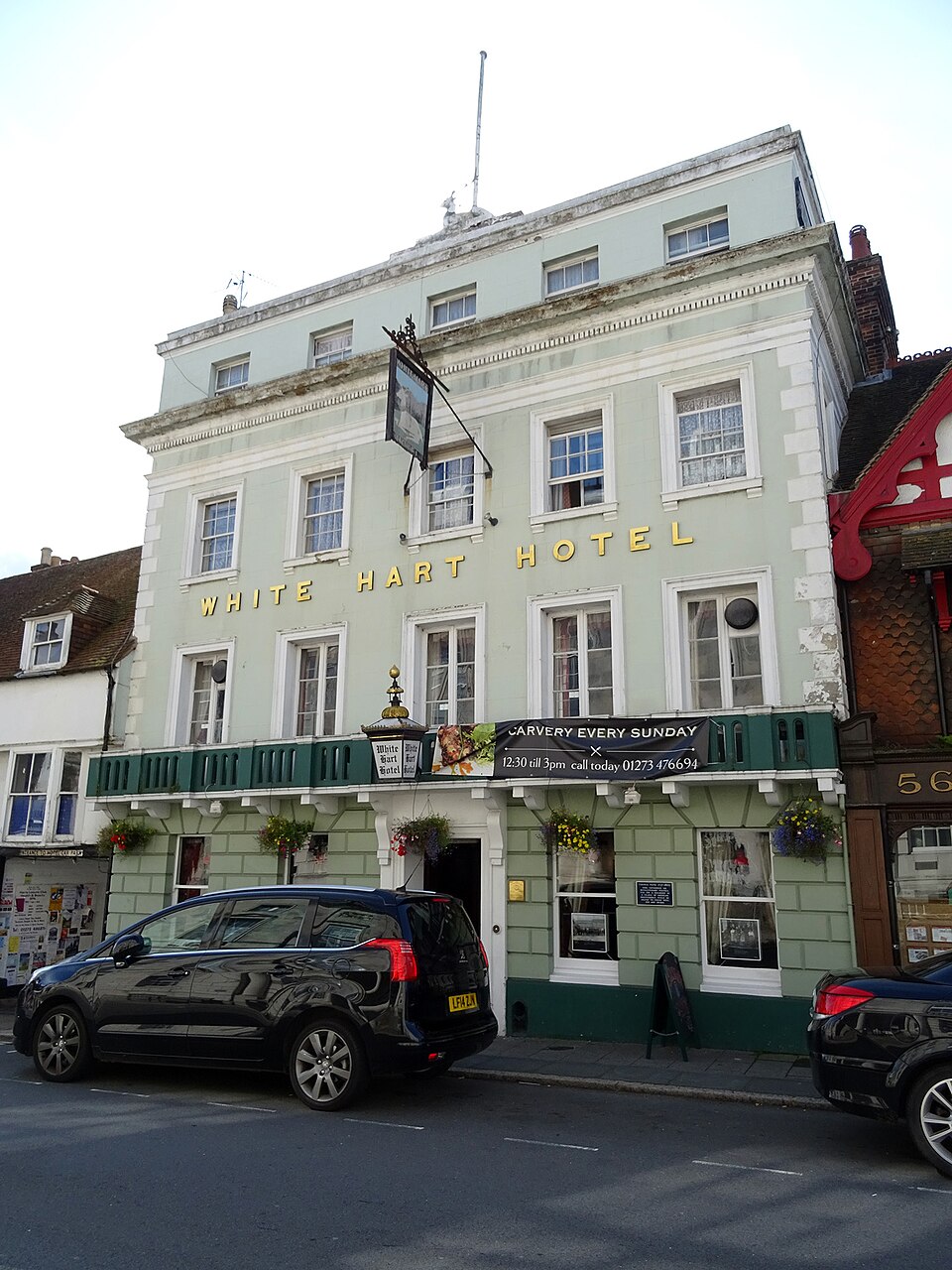 The White Hart Hotel at 55 High Street in Lewes, UK was frequently visited by Thomas Paine and is where he formed ‘The Headstrong Club’ which met regularly in the hotel - Wikimedia Commons